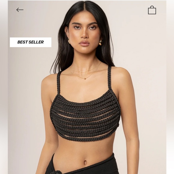 JLUXLABEL Black Sophie Braided Crop Top - Picture 1 of 8